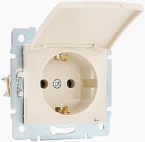 Розетка с заземлением без рамки Lezard Karina 1-м. крышка шторки керамика кремовый картинка